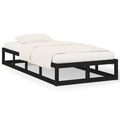 Posteljni okvir - Enojna postelja - Postelja za odrasle črn 90x200 cm trden les-J8428