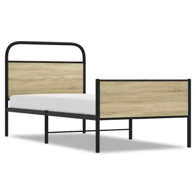 Posteljni okvir - Enojna postelja - Postelja za odrasle brez vzmetnice 80x200 cm sonoma hrast inž. les-J6601