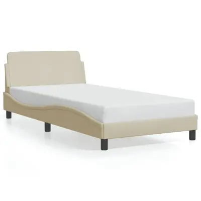Posteljni okvir - Enojna postelja - Postelja za odrasle brez vzmetnice krem 100x200 cm blago-J7336
