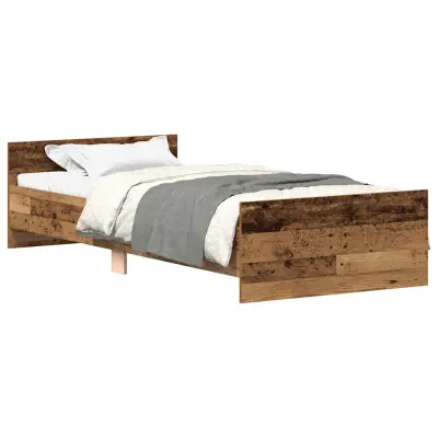 Posteljni okvir - Enojna postelja - Postelja za odrasle brez vzmetnice star les 90x190 cm-J7455
