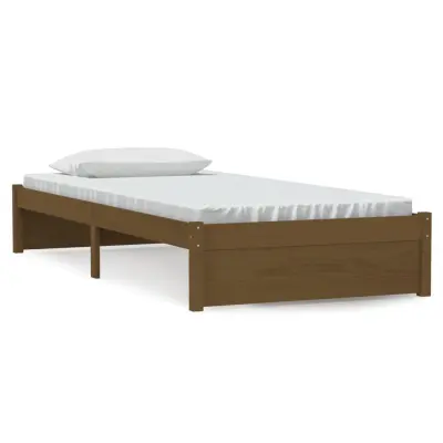 Posteljni okvir - Enojna postelja - Postelja za odrasle medeno rjav iz trdnega lesa 90x200 cm-J8836