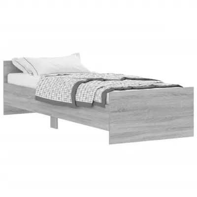 Posteljni okvir - Enojna postelja - Postelja za odrasle siva sonoma 75x190 cm inženirski les-J15264