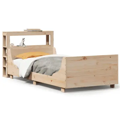 Posteljni okvir - Enojna postelja - Postelja za odrasle brez vzmetnice 75x190 cm trdna borovina-J11097