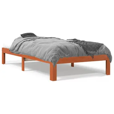 Posteljni okvir - Enojna postelja - Postelja za odrasle brez vzmetnice voščeno rjav 100x200 cm borovina-J8055