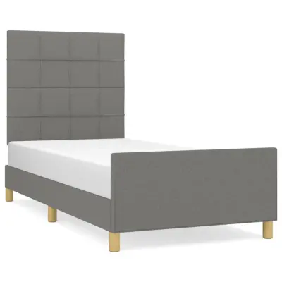Posteljni okvir - Enojna postelja - Postelja za odrasle brez vzmetnice temno siv 100x200 cm blago-J7813
