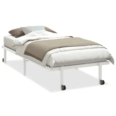 Posteljni okvir - Enojna postelja - Postelja za odrasle brez vzmetnice zložljiv beli 90x190 cm jeklo-J8298