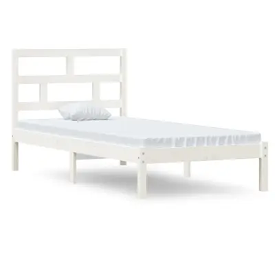 Posteljni okvir - Enojna postelja - Postelja za odrasle bel 90x190 cm trden les-J6231