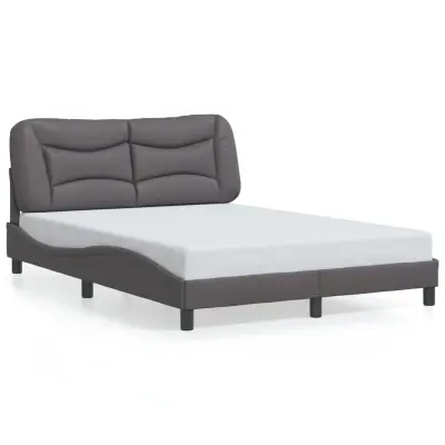 Posteljni okvir - Dvoposteljna postelja - Zakonska postelja z vzglavjem siva 120x200 cm umetno usnje-J16365