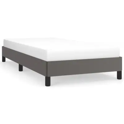 Posteljni okvir - Enojna postelja - Postelja za odrasle siv 80x200 cm umetno usnje-J8975