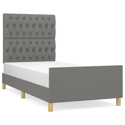 Posteljni okvir - Enojna postelja - Postelja za odrasle brez vzmetnice temno siv 100x200 cm blago-J7815