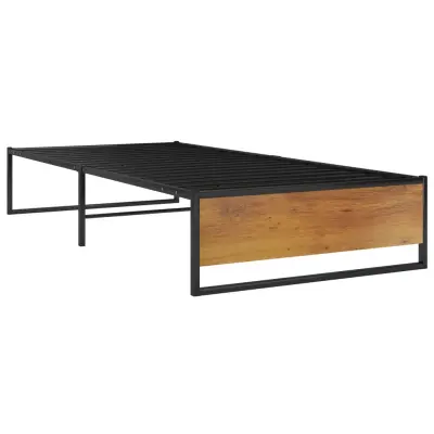 Posteljni okvir - Enojna postelja - Postelja za odrasle črn kovinski 100x200 cm-J8502