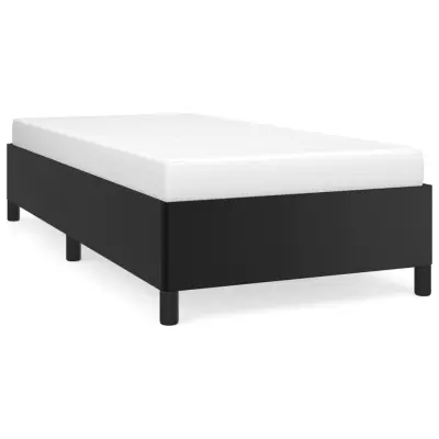 Posteljni okvir - Enojna postelja - Postelja za odrasle črn 90x190 cm umetno usnje-J8384