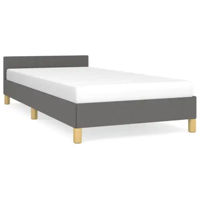 Posteljni okvir - Enojna postelja - Postelja za odrasle brez vzmetnice temno siv 90x200 cm blago-J7939