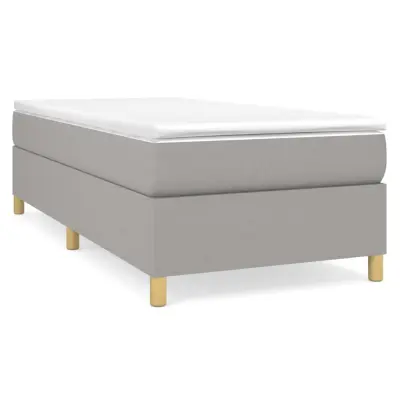Posteljni okvir - Enojna postelja - Postelja za odrasle brez vzmetnice svetlo siv 90x200 cm blago-J7603