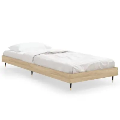 Posteljni okvir - Enojna postelja - Postelja za odrasle brez vzmetnice hrast 75x190 cm inženirski les-J12106