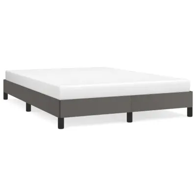 Posteljni okvir - Dvoposteljna postelja - Zakonska postelja siv 140x190 cm umetno usnje-J14980