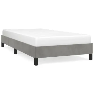 Posteljni okvir - Enojna postelja - Postelja za odrasle brez vzmetnice svetlo siv 90x200 cm žamet-J7614