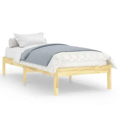 Posteljni okvir - Enojna postelja - Postelja za odrasle trden les 75x190 cm-J15483