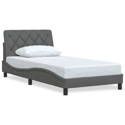 Posteljni okvir - Enojna postelja - Postelja za odrasle brez vzmetnice temno siv 100x200 cm blago-J7812