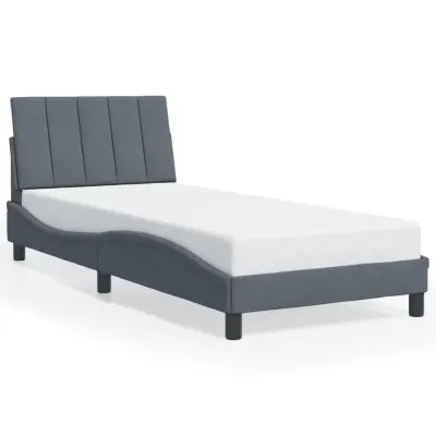 Posteljni okvir - Enojna postelja - Postelja za odrasle brez vzmetnice temno siv 80x200 cm žamet-J7886