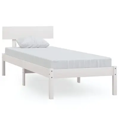 Posteljni okvir - Enojna postelja - Postelja za odrasle bel iz trdnega lesa 75x190 cm-J10210