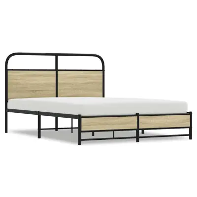 Posteljni okvir - Dvoposteljna postelja - Zakonska postelja brez vzmetnice 140x190 cm sonoma hrast inž. les-J10693