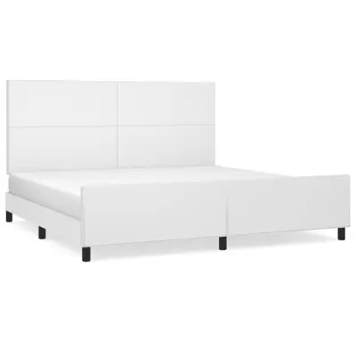 Posteljni okvir - Dvoposteljna postelja - Zakonska postelja z vzglavjem bel 200x200 cm umetno usnje-J5796
