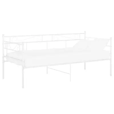 Posteljni okvir - Enojna postelja - Postelja za odrasle bel kovinski 90x200 cm-J6385