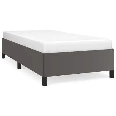 Posteljni okvir - Enojna postelja - Postelja za odrasle siv 90x200 cm umetno usnje-J8995