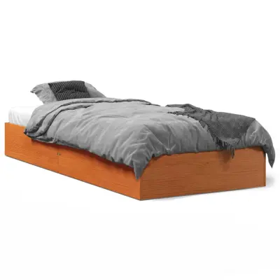 Posteljni okvir - Enojna postelja - Postelja za odrasle brez vzmetnice voščeno rjav 75x190 cm borovina-J13468