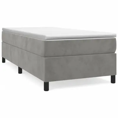 Posteljni okvir - Enojna postelja - Postelja za odrasle brez vzmetnice svetlo siv 100x200 cm žamet-J7492
