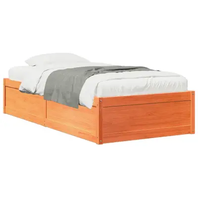 Posteljni okvir - Enojna postelja - Postelja za odrasle brez vzmetnice voščeno rjav 75x190 cm borovina-J13447