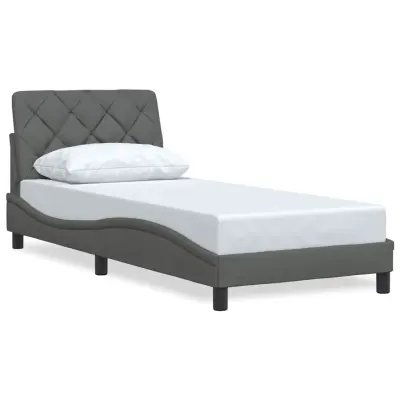 Posteljni okvir - Enojna postelja - Postelja za odrasle brez vzmetnice temno siv 90x190 cm blago-J7915