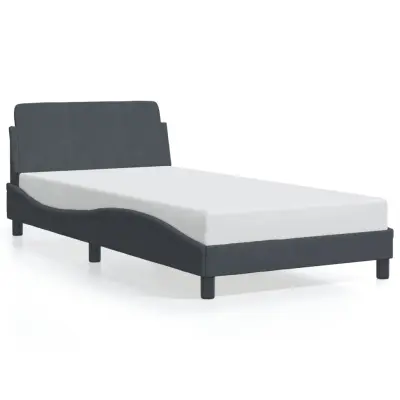 Posteljni okvir - Enojna postelja - Postelja za odrasle brez vzmetnice temno siv 100x200 cm žamet-J7850