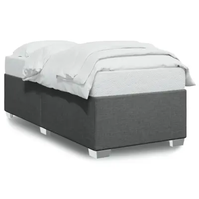 Posteljni okvir - Enojna postelja - Postelja za odrasle brez vzmetnice temno siv 90x190 cm blago-J7899