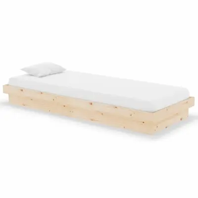 Posteljni okvir - Enojna postelja - Postelja za odrasle trden les 75x190 cm-J15482