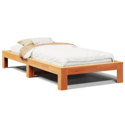 Posteljni okvir - Enojna postelja - Postelja za odrasle brez vzmetnice voščeno rjav 90x190 cm borovina-J8117
