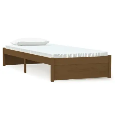 Posteljni okvir - Enojna postelja - Postelja za odrasle medeno rjav iz trdnega lesa 75x190 cm-J14738