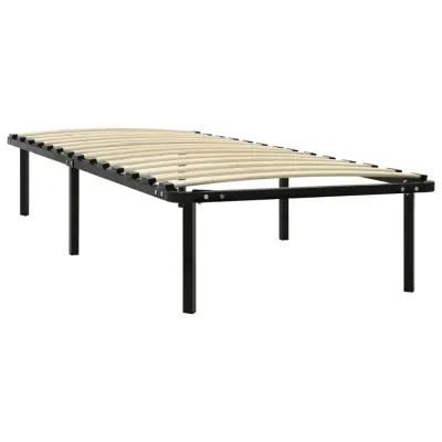 Posteljni okvir - Enojna postelja - Postelja za odrasle črn kovinski 90x200 cm-J8532