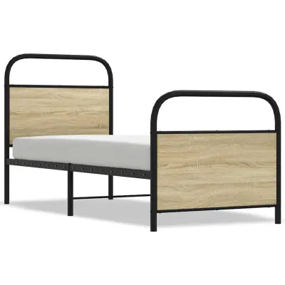 Posteljni okvir - Enojna postelja - Postelja za odrasle brez vzmetnice 80x200 cm sonoma hrast inž. les-J6606