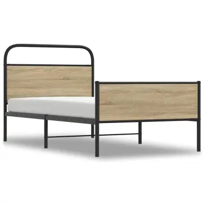 Posteljni okvir - Enojna postelja - Postelja za odrasle brez vzmetnice 100x200 cm sonoma hrast inž. les-J6486