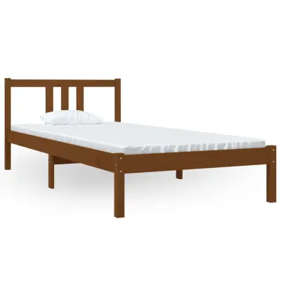 Posteljni okvir - Enojna postelja - Postelja za odrasle medeno rjav iz trdnega lesa 90x200 cm-J8837