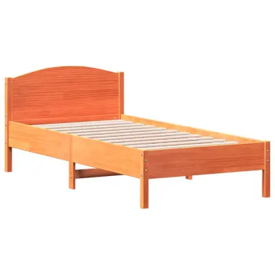 Posteljni okvir - Enojna postelja - Postelja za odrasle brez vzmetnice voščeno rjav 90x190 cm borovina-J8101