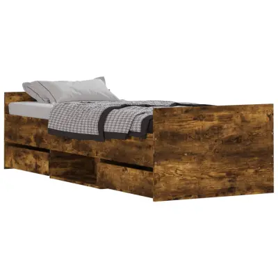 Posteljni okvir - Enojna postelja - Postelja za odrasle z vzglavjem in vznožjem dim. hrast 75x190 cm-J16189