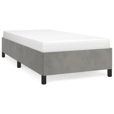 Posteljni okvir - Enojna postelja - Postelja za odrasle brez vzmetnice svetlo siv 100x200 cm žamet-J7493