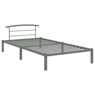 Posteljni okvir - Enojna postelja - Postelja za odrasle siv kovinski 90x200 cm-J9031
