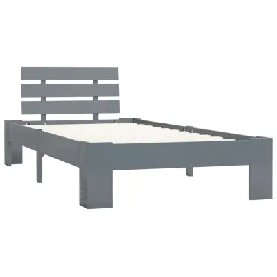 Posteljni okvir - Enojna postelja - Postelja za odrasle siv iz trdne borovine 100x200 cm-J9002