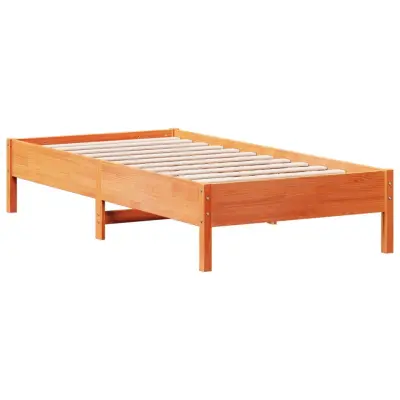 Posteljni okvir - Enojna postelja - Postelja za odrasle brez vzmetnice voščeno rjav 75x190 cm borovina-J13491