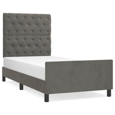 Posteljni okvir - Enojna postelja - Postelja za odrasle brez vzmetnice temno siv 80x200 cm žamet-J7878