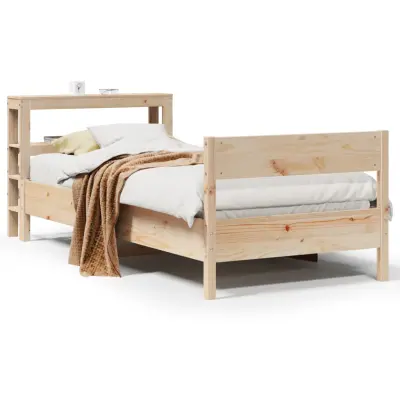 Posteljni okvir - Enojna postelja - Postelja za odrasle brez vzmetnice 75x190 cm trdna borovina-J11049